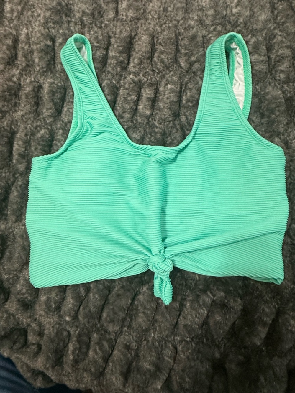 Women's Ribbed Knot-Front Bikini Top - Seafoam Green